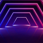 电商场景三色霓虹灯立体背景图片psd