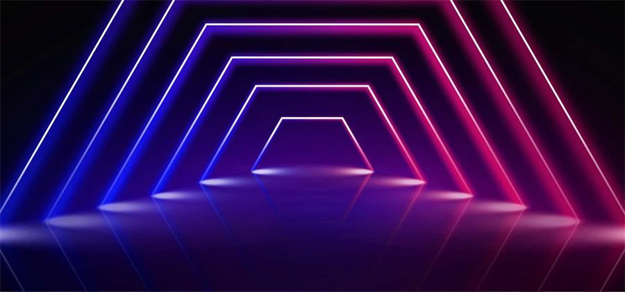 电商场景三色霓虹灯立体背景图片psd